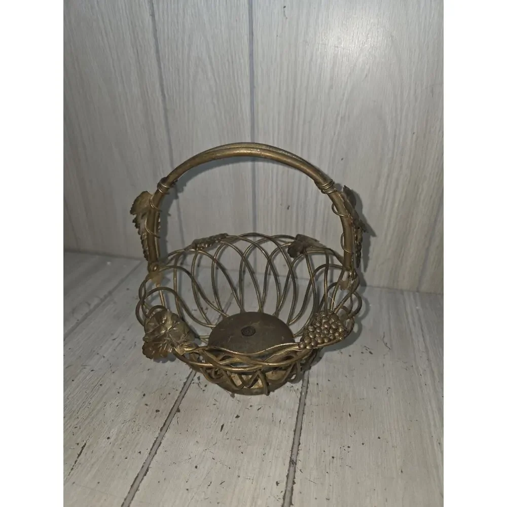 Vtg Godinger Silver Co Woven Baskets Grape Motif Swivel Handle 8